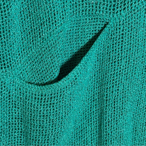 Masai Size S Cover Up Cardigan Mesh Open Weave Knit 2-Buttons Pockets Green - Picture 8 of 12